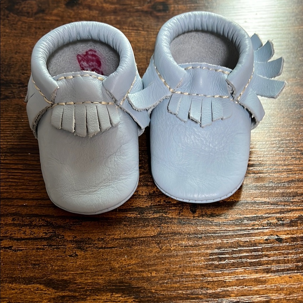 Freshly Picked Blue Leather Baby Moccasins